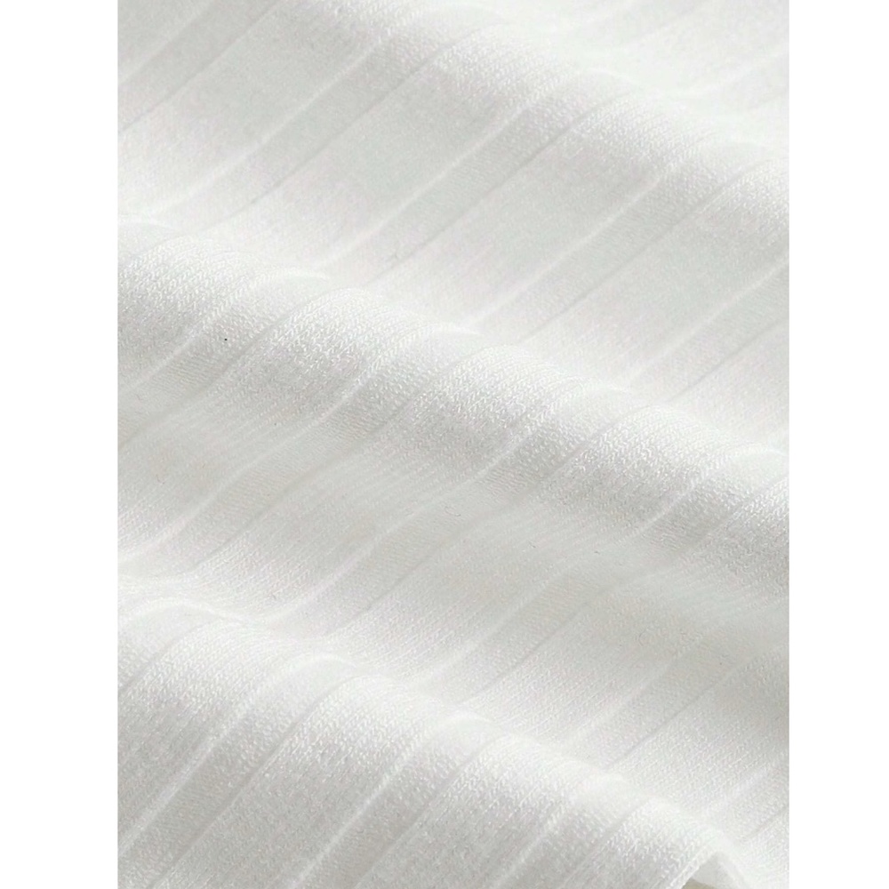 Deep V Neck Long Sleeve Rib-knit White Crop Top - Picture 11 of 12